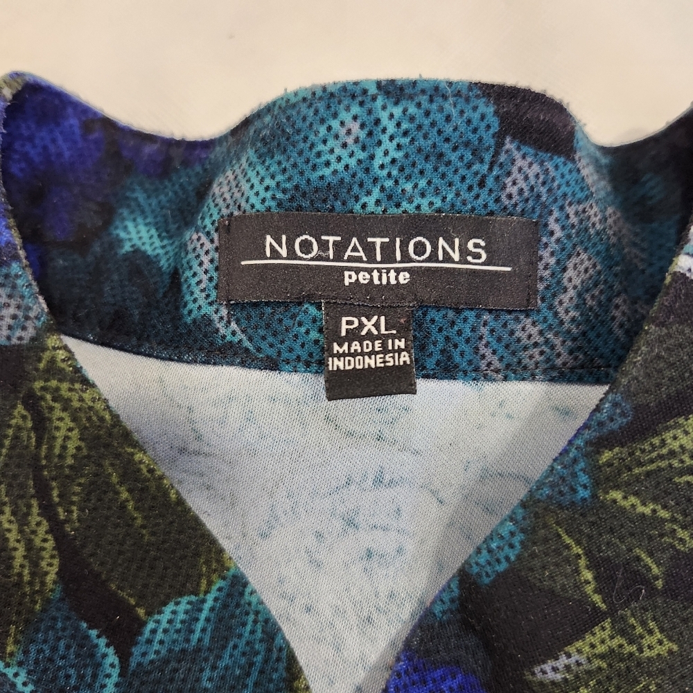Notations Size PXL Blue and Green Casual Jacket with Artistic Floral Design - Picture 6 of 8